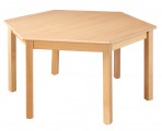 Šestistranný stůl o průměru 120 cm, volitelná barva dekoru desky, | výška 40 cm, výška 46 cm, výška 52cm, výška 58cm, výška 64 cm, výška 70cm, výška 76 cm