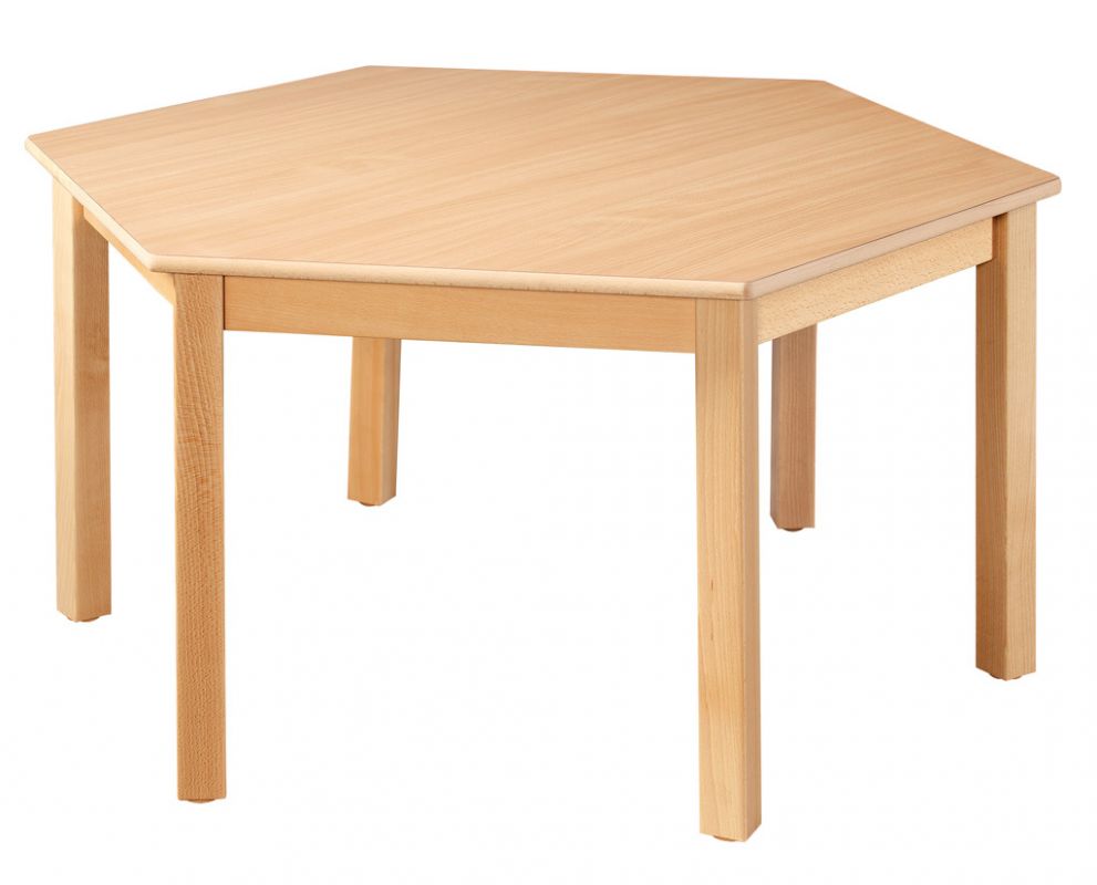 Šestistranný stůl o průměru 120 cm, volitelná barva dekoru desky,